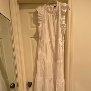 J Crew Tiered White Maxi dress